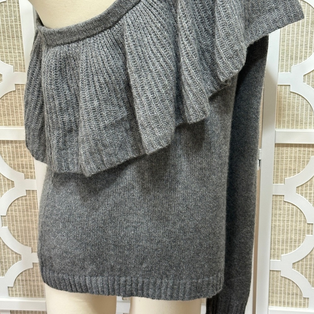 Off-the-Shoulder Ruffle Sweater - Gray - Picture 6 of 10